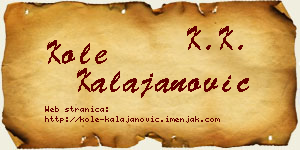 Kole Kalajanović vizit kartica